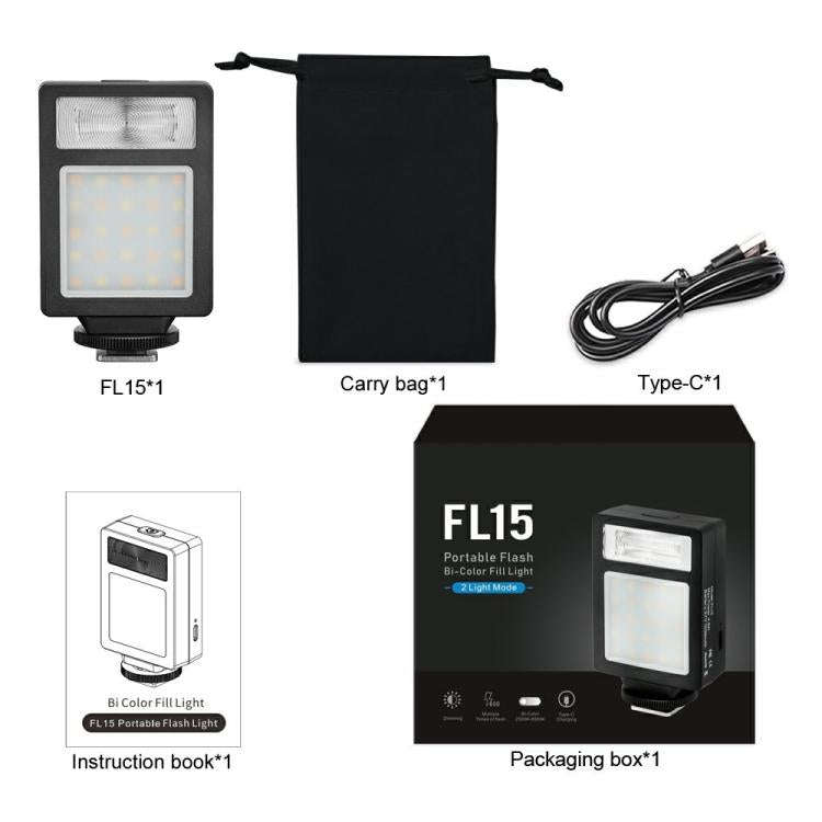 FL15 Camera External Photography Mini Flash Light Professional Portable Hot Shoe LED Light