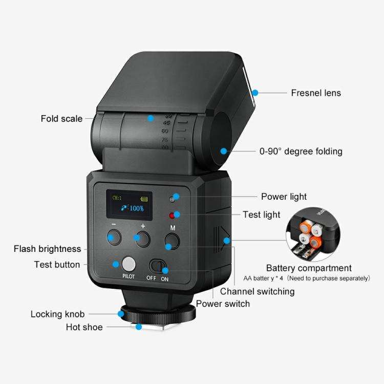 VLOGLITE F32 For Fuji Nikon Canon Sony DSLR Camera External Flash Light Portable Hot Shoe Light