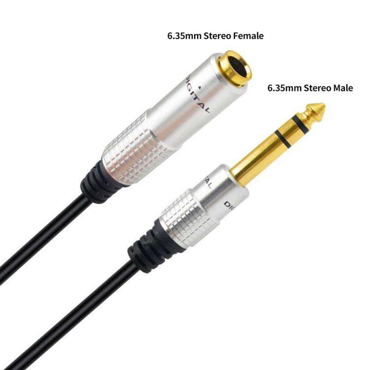 JUNSUNMAY 6.35mm 1/4 inch Male to Female Stereo Headphone Guitar Extension Cable Cord, Length:5m