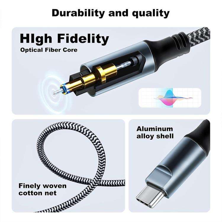 1.2m JUNSUNMAY Male USB Type-C to Male Toslink Optical Audio SPDIF Cable