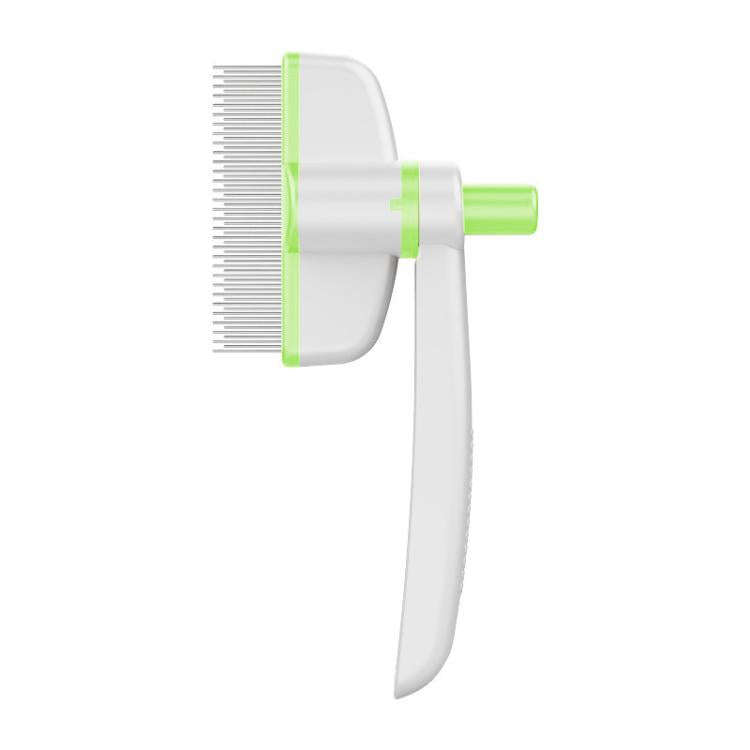 Pet Hair Removal Tool One Touch Rotating Fine Tooth Comb(White Green)