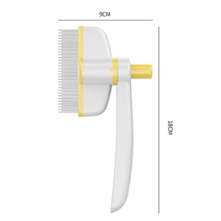 Pet Hair Removal Tool One Touch Rotating Fine Tooth Comb(White Pink)