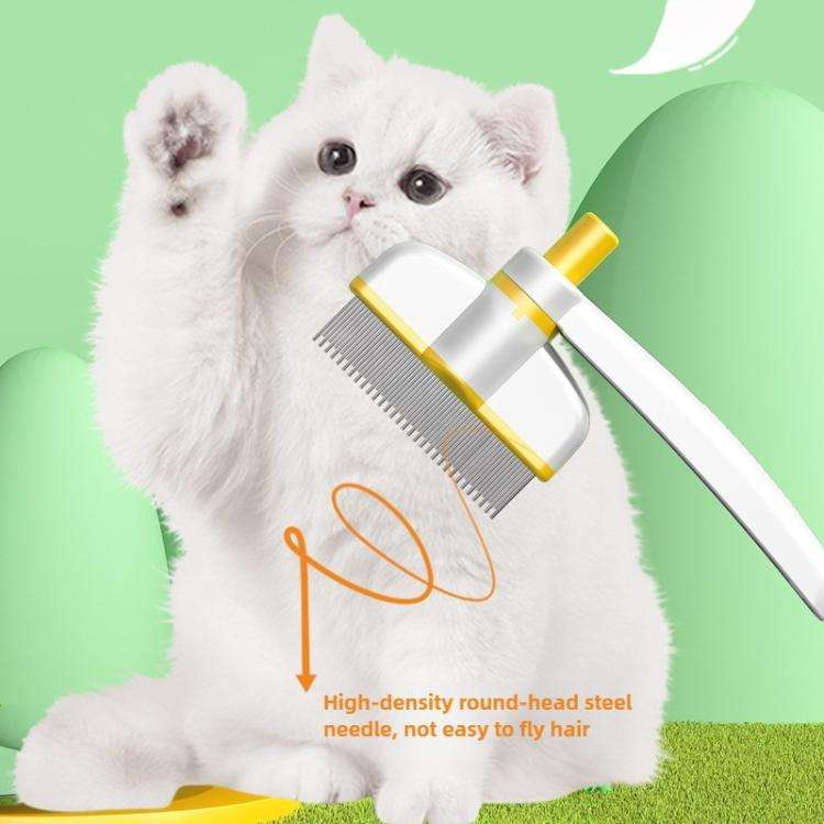 Pet Hair Removal Tool One Touch Rotating Fine Tooth Comb(White Green)