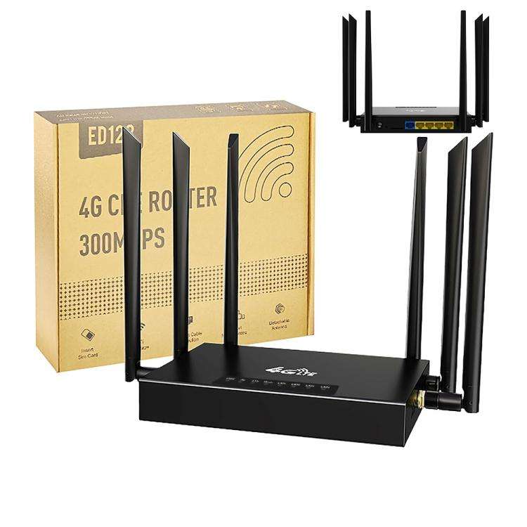 ED128-L 300Mbps Wireless WiFi Home Office SIM Card American Version 4G LTE Industrial Router, Plu...
