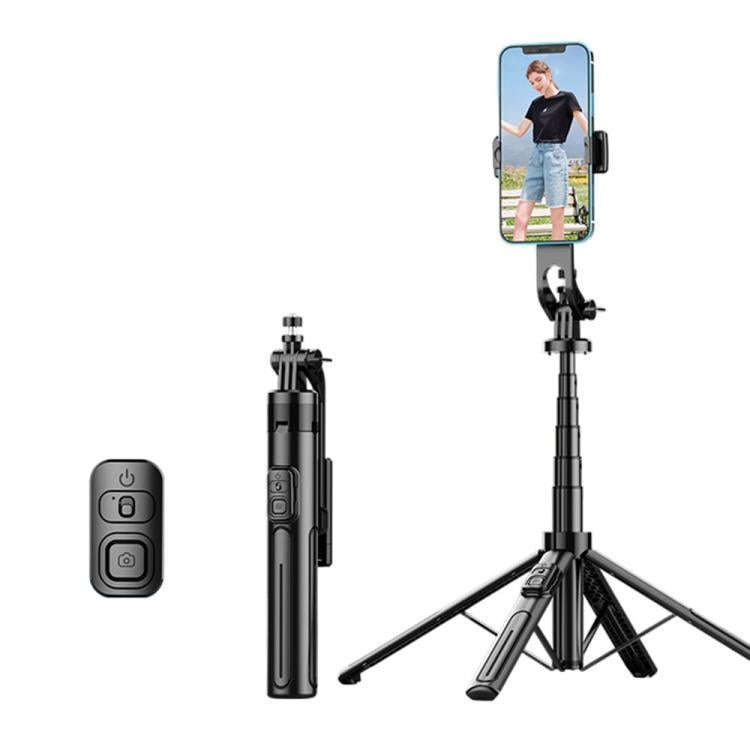 K27 Smartphone Extendable Live Streaming 4-Leg Stand Bluetooth Selfie Stick(Black)