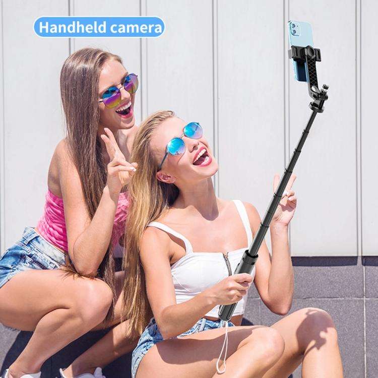 K27 Smartphone Extendable Live Streaming 4-Leg Stand Bluetooth Selfie Stick(Black)
