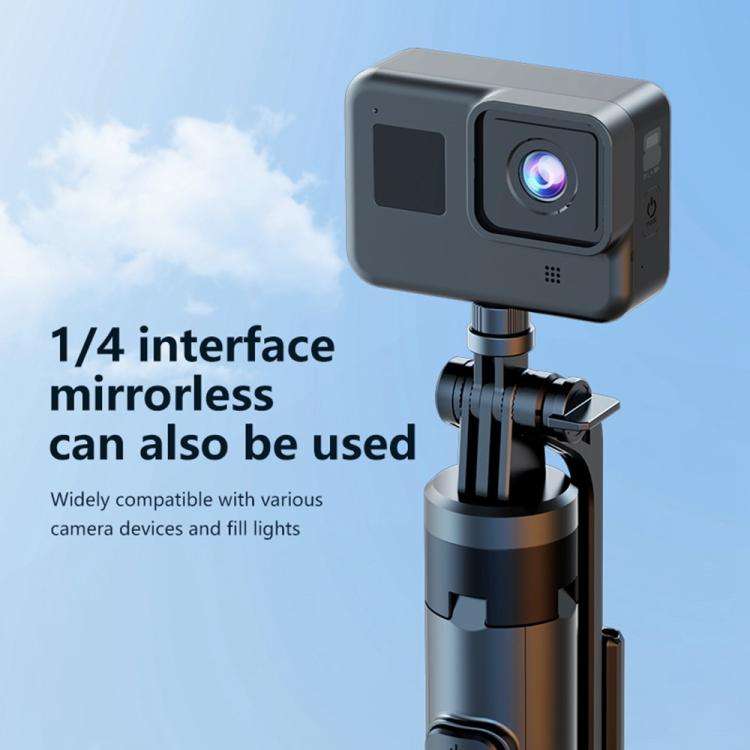 K27 Smartphone Extendable Live Streaming 4-Leg Stand Bluetooth Selfie Stick(Black)