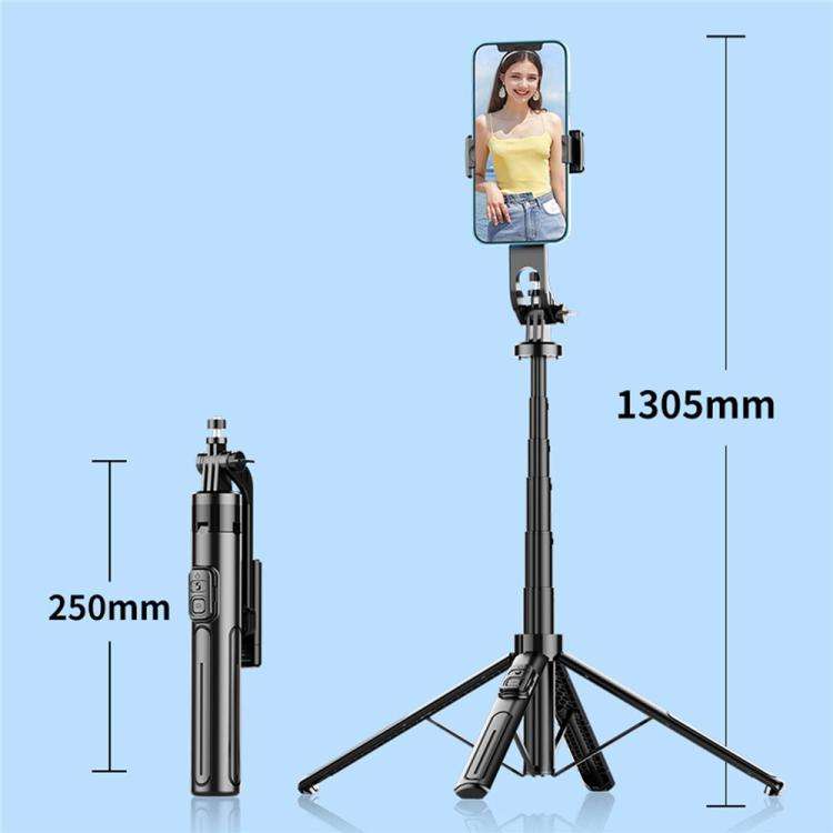 K27 Smartphone Extendable Live Streaming 4-Leg Stand Bluetooth Selfie Stick(Black)