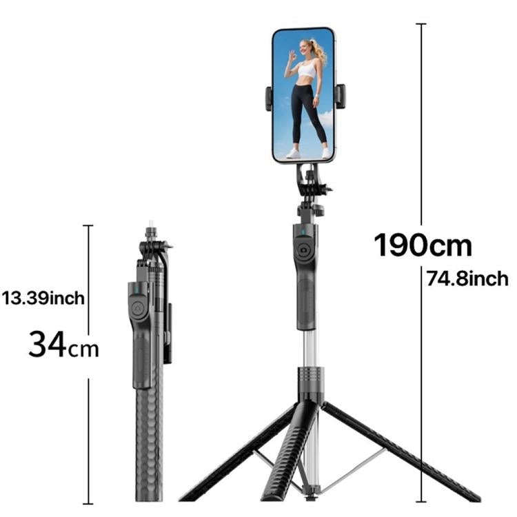 K50 1.9m Extendable Live Streaming Tripod Dual Phone Clip Bluetooth Selfie Stick(Pink)