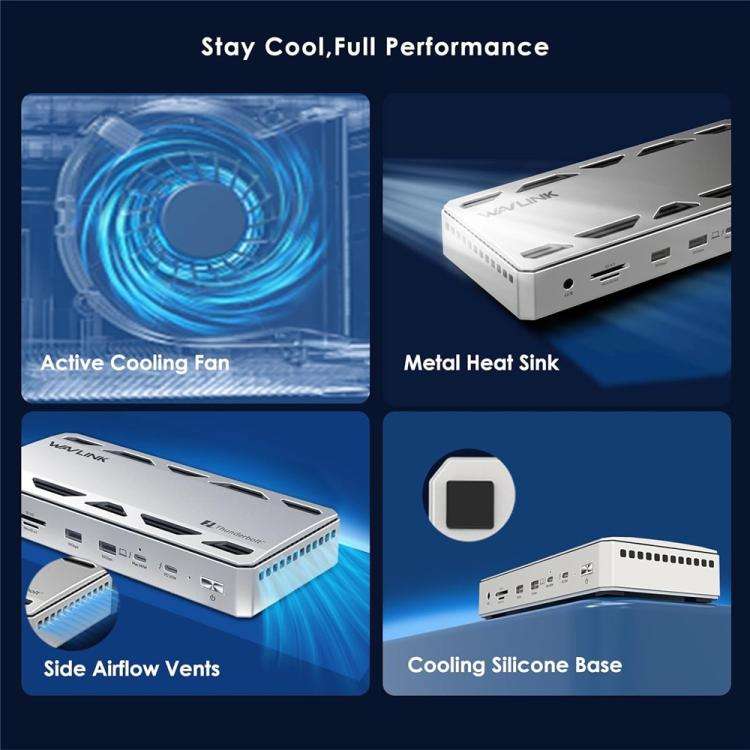 WAVLINK UTD58 12 in 1 120Gbps 140W Thunderbolt 5 Docking Station, Plug:UK Plug