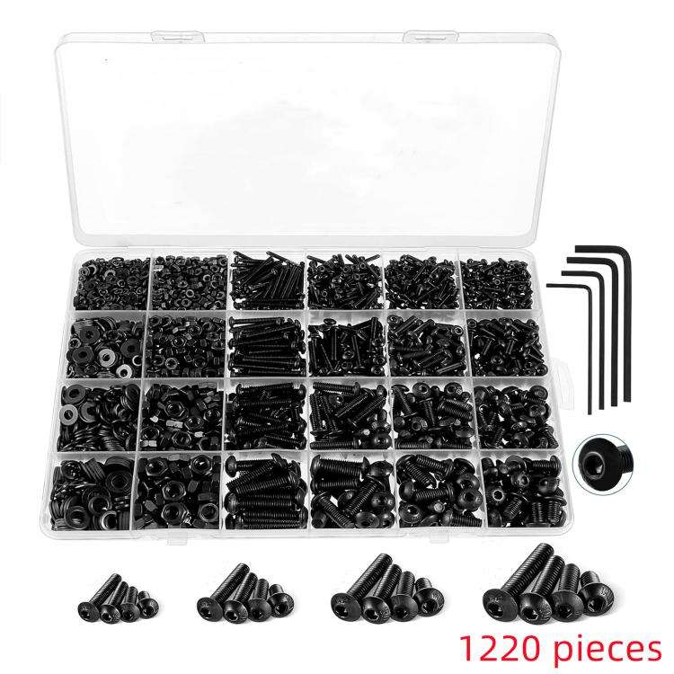 Hexagon Flat Head Bolts Nuts + Washers Alloy Steel Class 10.9, With Hexagon Wrench (M2-M5)