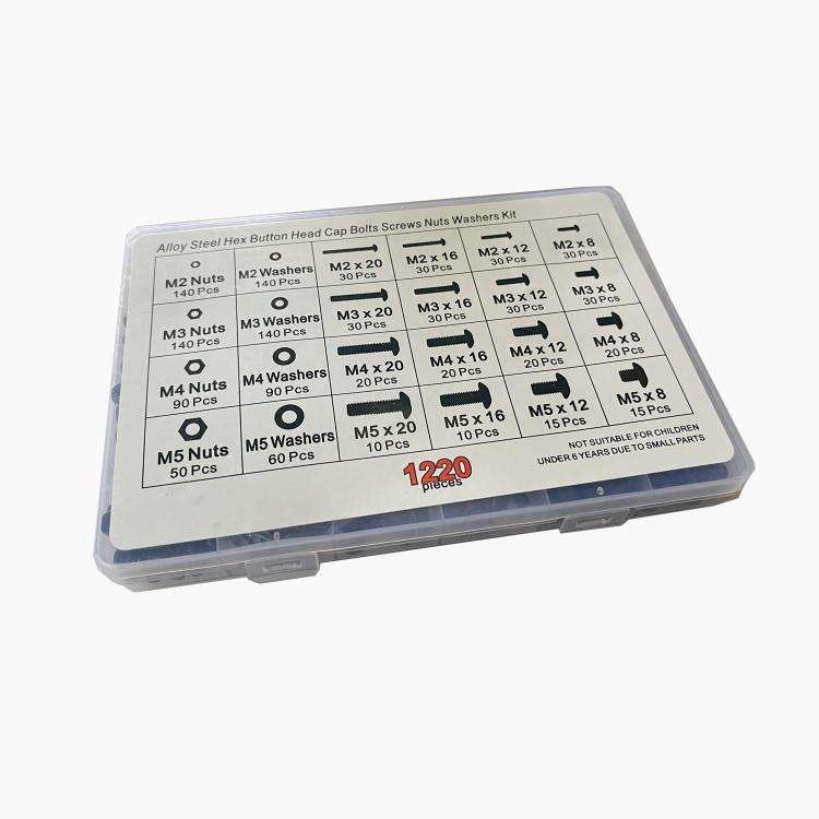 Hexagon Flat Head Bolts Nuts + Washers Alloy Steel Class 10.9, With Hexagon Wrench (M2-M5)