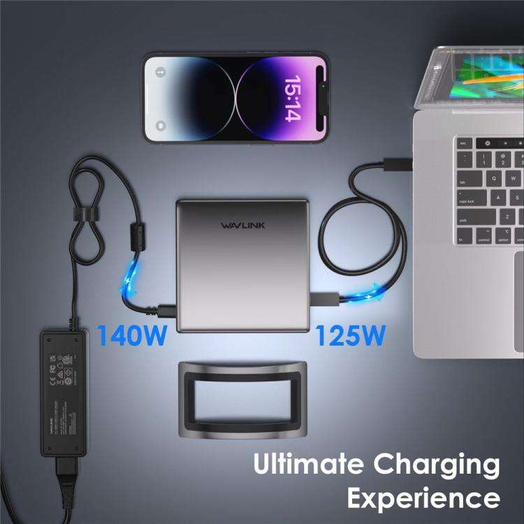 WAVLINK UMD27PRO Support 8K 30Hz 4K 144Hz 140W HUB Docking Station, Plug:UK Plug