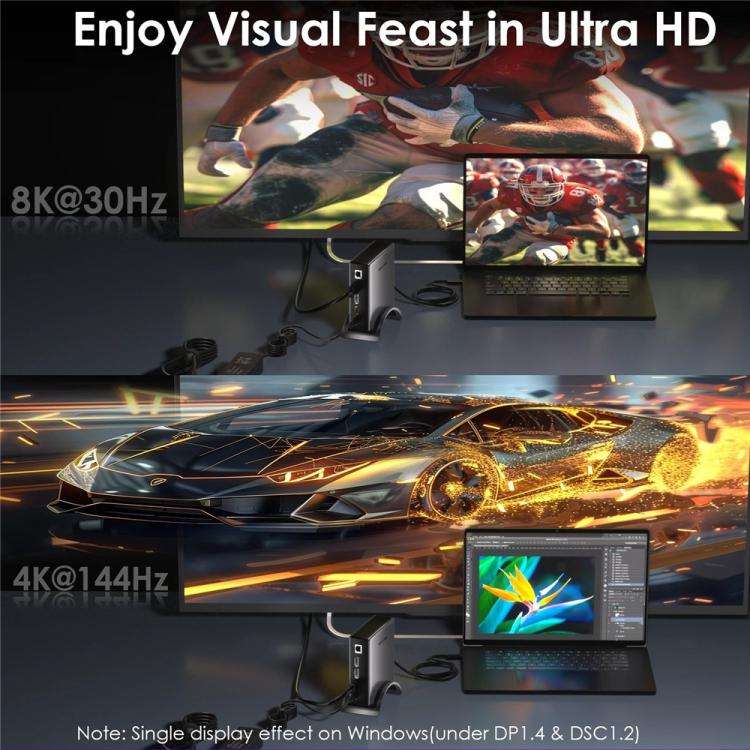 WAVLINK UMD27PRO Support 8K 30Hz 4K 144Hz 140W HUB Docking Station, Plug:EU Plug