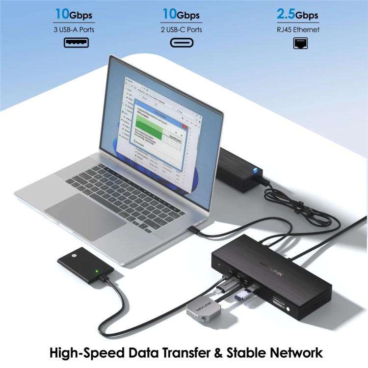 WAVLINK UG75PD5-3H2D2 For Mac M1 / M2 / M3 / M4 / Windows DisplayLink-7400 Docking Station, Plug:...