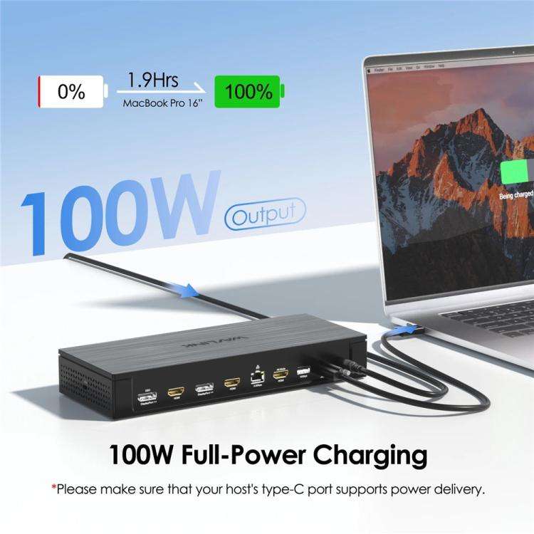 WAVLINK UG75PD5-3H2D2 For Mac M1 / M2 / M3 / M4 / Windows DisplayLink-7400 Docking Station, Plug:...