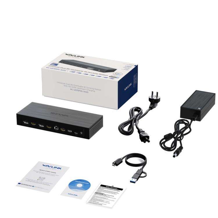 WAVLINK UG75PD5-3H2D2 For Mac M1 / M2 / M3 / M4 / Windows DisplayLink-7400 Docking Station, Plug:...