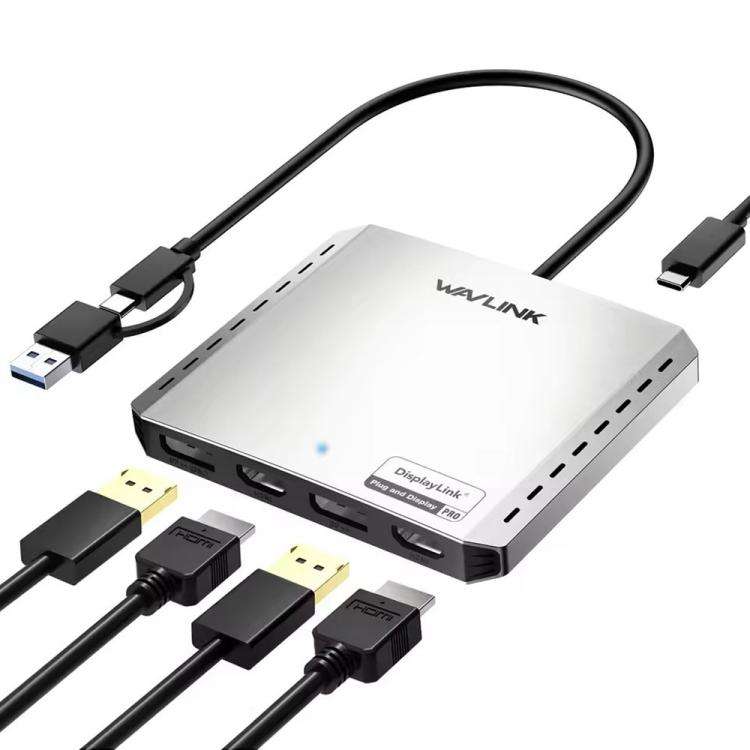 WAVLINK UG7501DH 85W Upstream Charging 2DP + 2HD Converter 4K / 8K Display Adapter