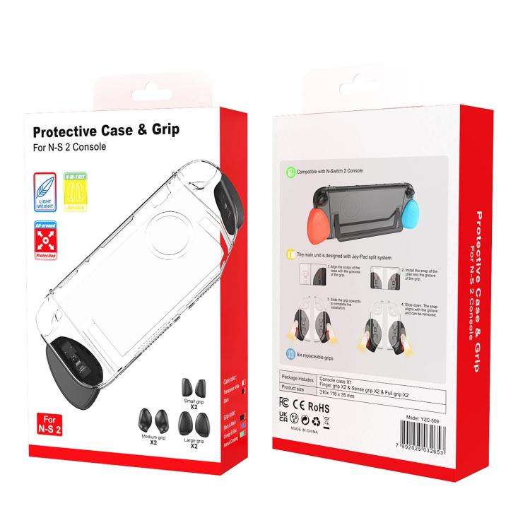For Nintendo Switch 2 Split-style Console Protective Case with Three Sets of Interchangeable Grip...