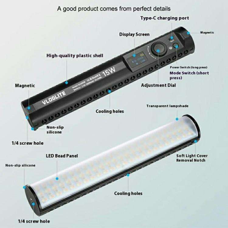 VLOGLITE B15RGB For Photography Live Streaming RGB Ambient Lamp Handheld LED Light Stick