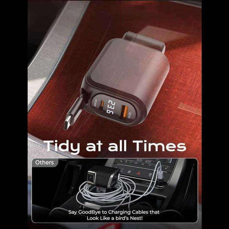 A25 QC3.0 / PD36W Fast Car Phone Charger with Cable(Black)