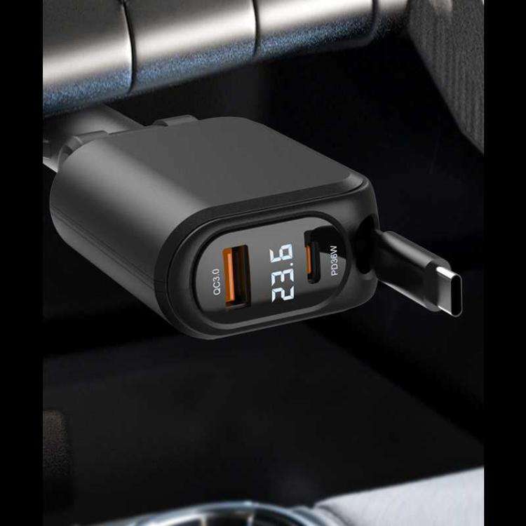 A25 QC3.0 / PD36W Fast Car Phone Charger with Cable(White)