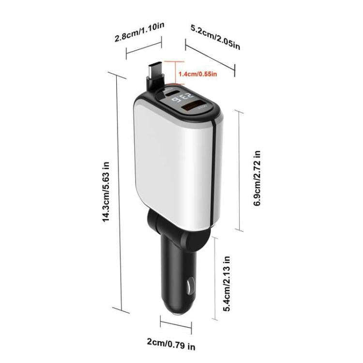 A25 QC3.0 / PD36W Fast Car Phone Charger with Cable(Black)