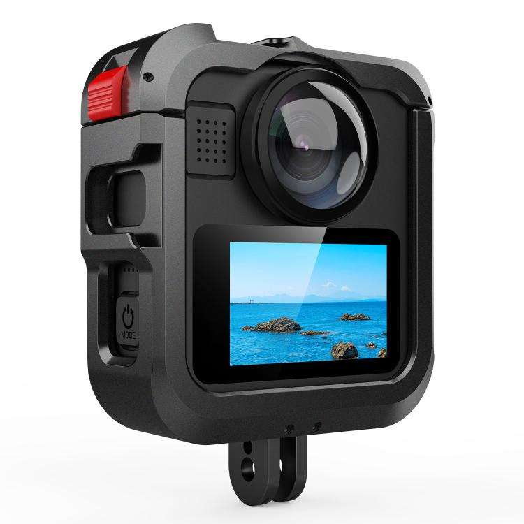 For GoPro MAX2 Aluminum Alloy Camera Cage Protection Frame with Dual Cold Shoes