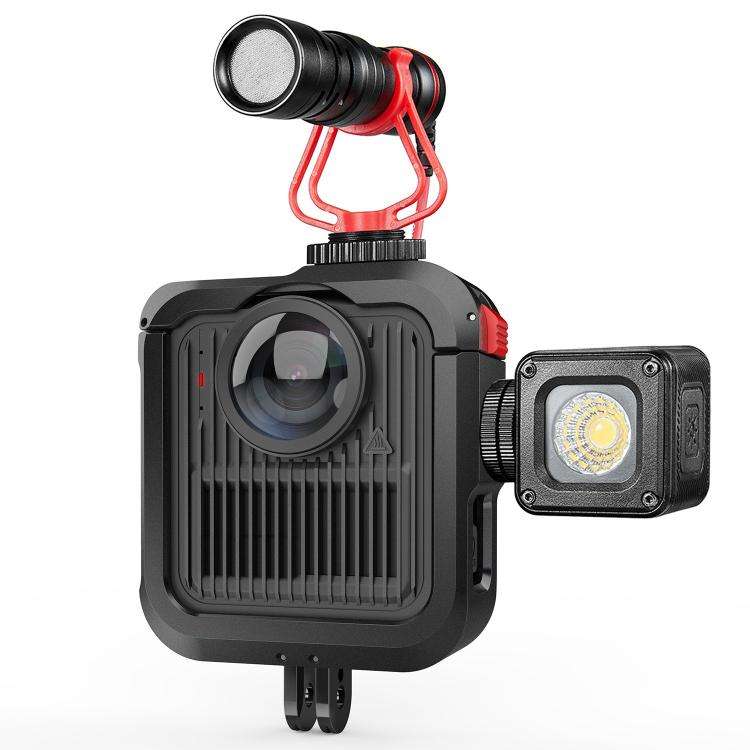 For GoPro MAX2 Aluminum Alloy Camera Cage Protection Frame with Dual Cold Shoes