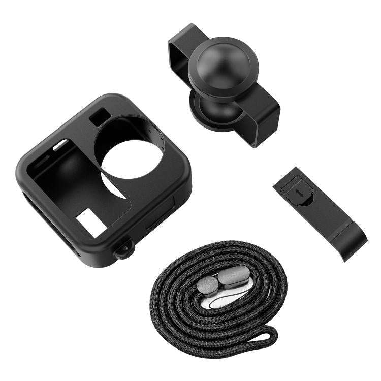 For GoPro MAX2 Body Silicone Protective Shell with Dual Lens Caps Cover & Strap & Battery Side Cover