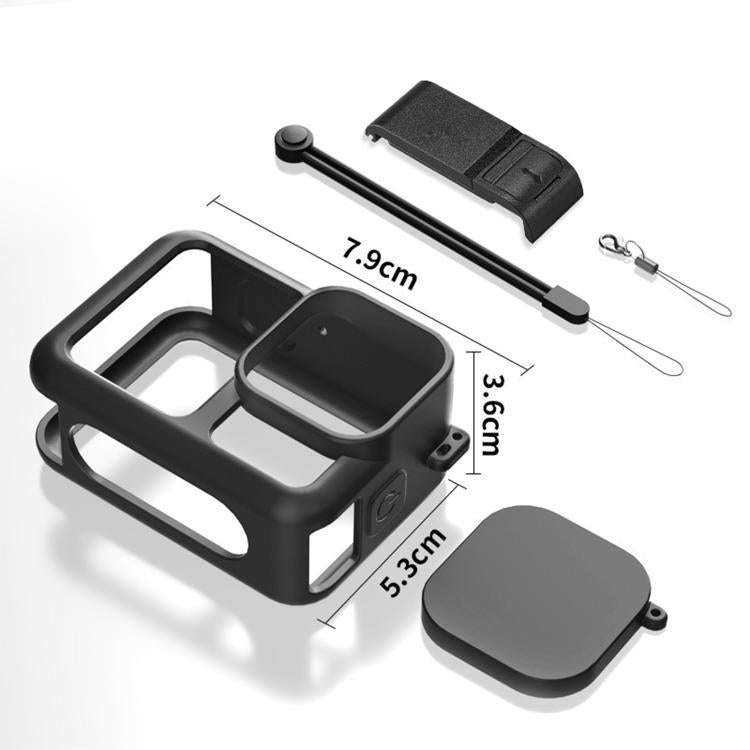 For GoPro HERO13 Black Silicone Protective Cover with Wrist Strap & Lens Cover & Side Interface C...