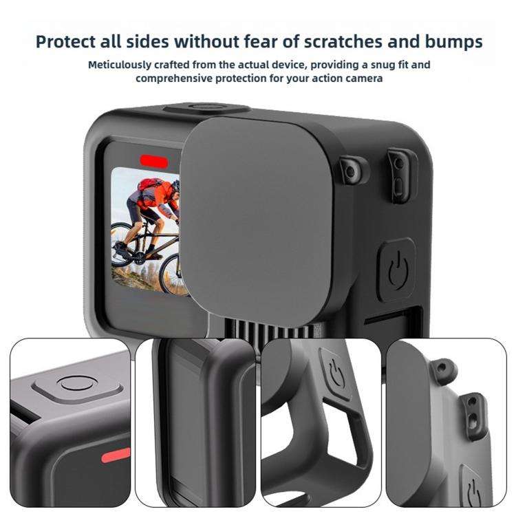 For GoPro HERO13 Black Silicone Protective Cover with Wrist Strap & Lens Cover & Side Interface C...