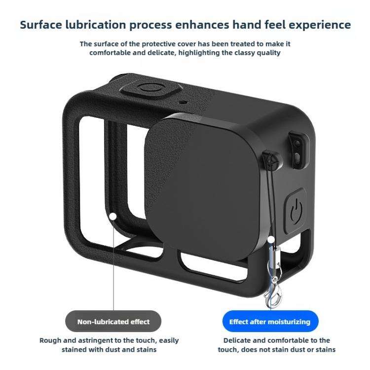 For GoPro HERO13 Black Silicone Protective Cover with Wrist Strap & Lens Cover & Side Interface C...