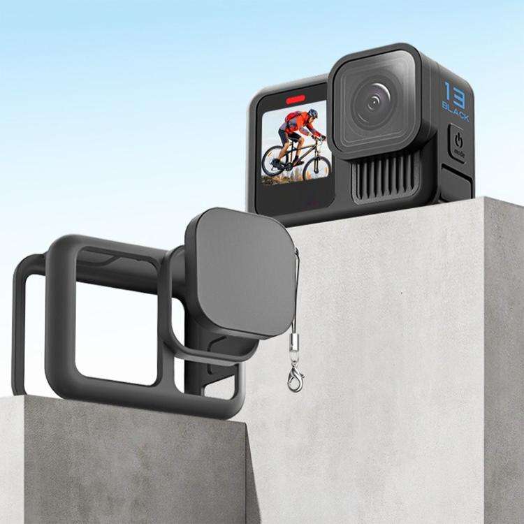 For GoPro HERO13 Black Silicone Protective Cover with Wrist Strap & Lens Cover & Side Interface C...