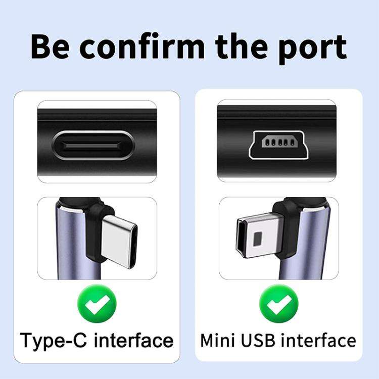 ENKAY 90 Degree USB C / Type-C to Mini USB 2.0 Charging Cord Data Cable For Digital Cameras / MP3...
