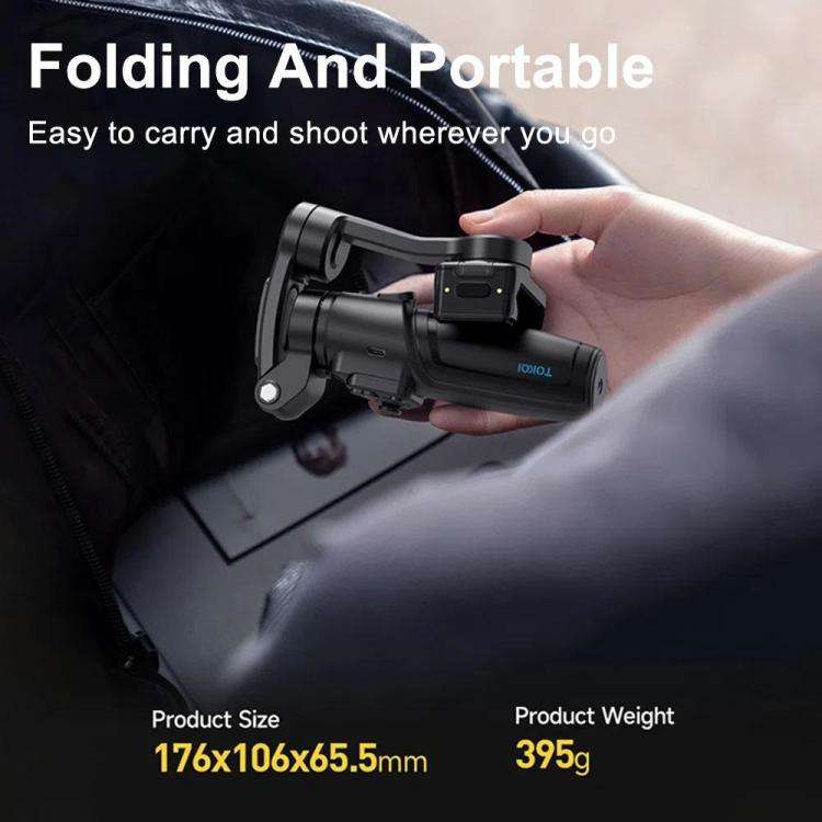 M06 Portable Folding Handheld Gimbal Stabilizer AI Face Tracking Selfie Stick with Magnetic Fill ...