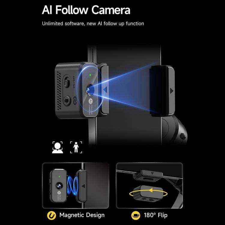 M06 Portable Folding Handheld Gimbal Stabilizer AI Face Tracking Selfie Stick with Magnetic Fill ...