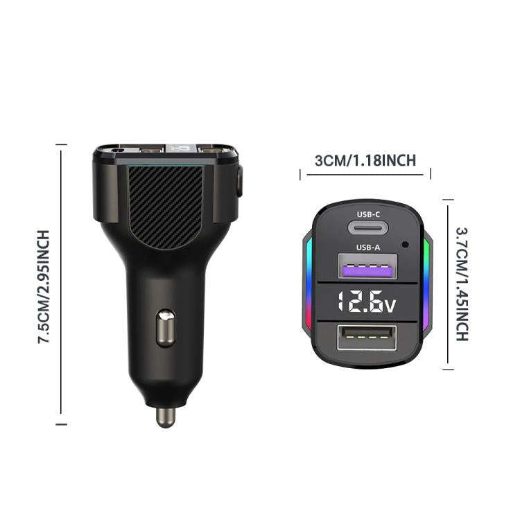 K56 Car PD30W Fast Charger Cigarette Lighter Adapter with Type-C Spring Cable