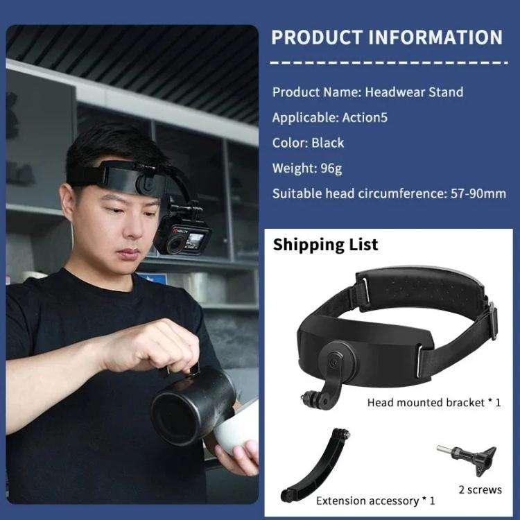 For DJI Action 5 Pro / 4 / 3 Hands-Free Driving Recorder & Sports Camera Mount Head Strap Headban...