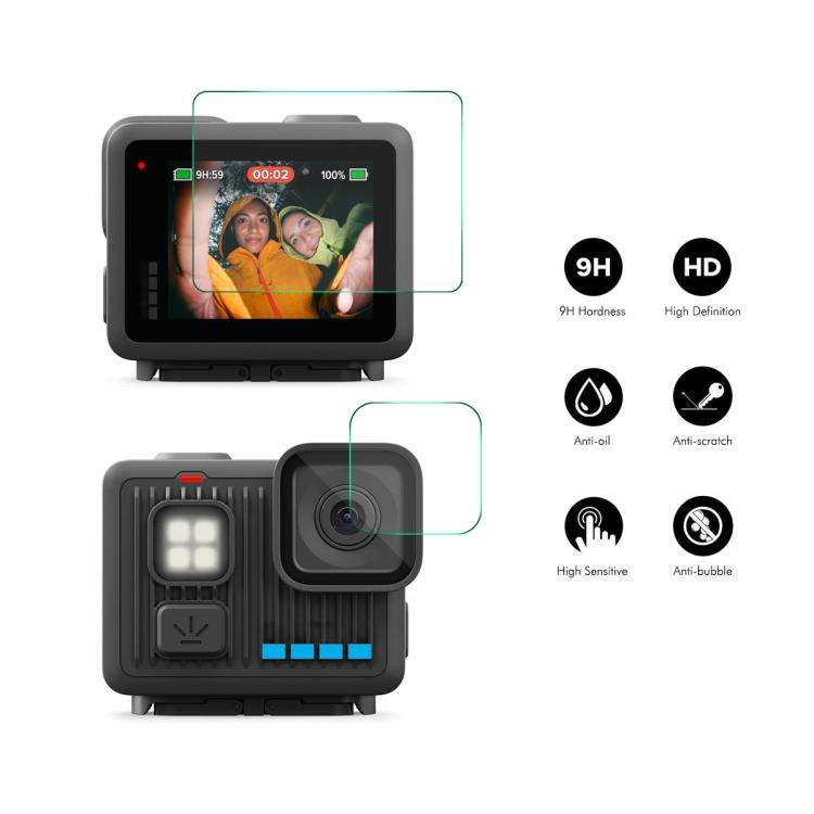 For GoPro LIT HERO 2 Sets ENKAY 0.2mm 9H Tempered Glass Screen Protector Front  Back Camera Film