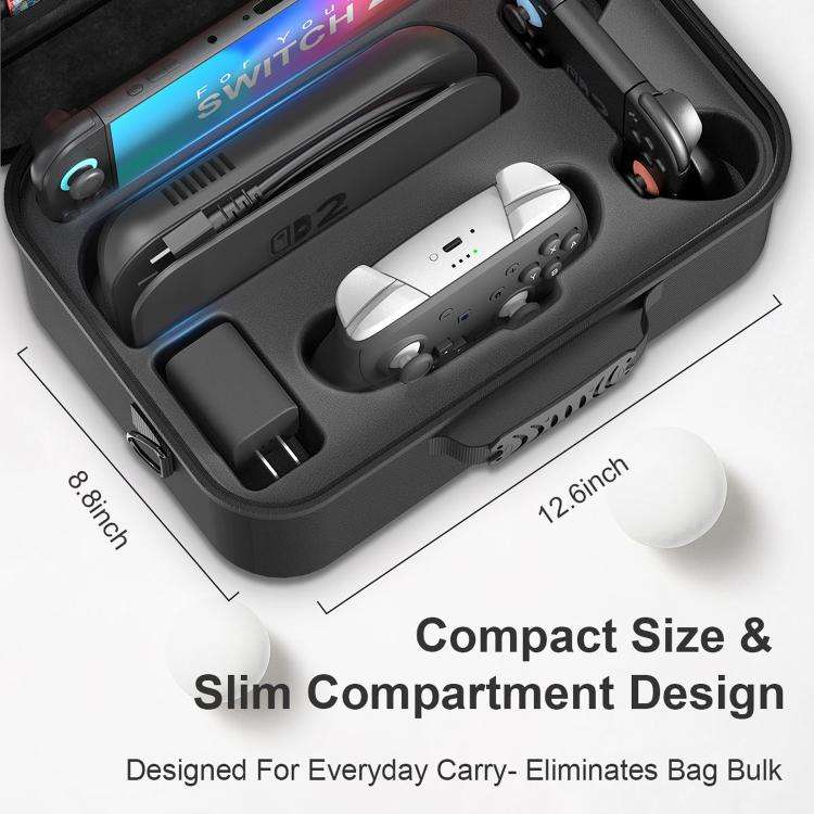For Nintendo Switch 2 Game Controllers Multi-Functional Handheld Hard-Shell Crossbody Bag(Black)