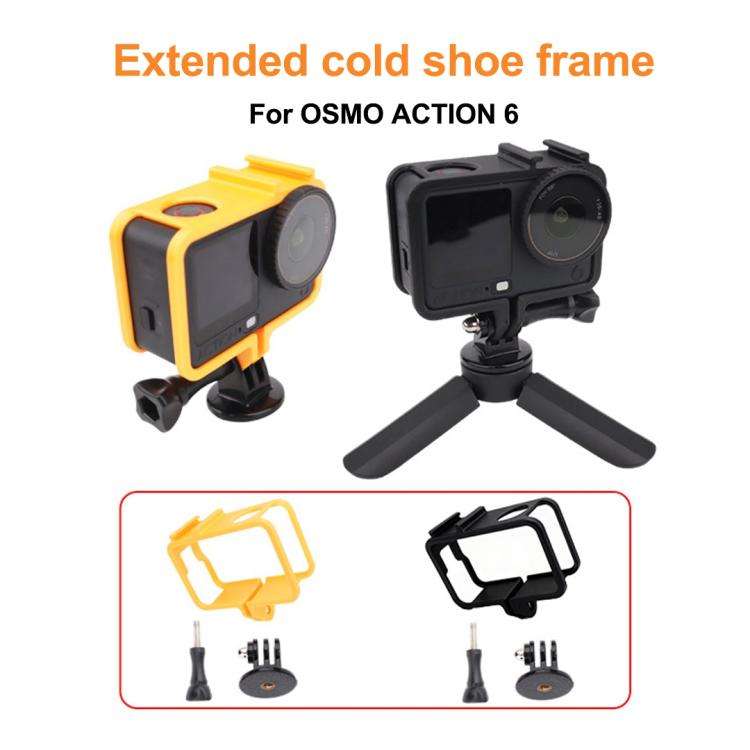 For DJI Osmo Action 6 Cold Shoe Cage Expansion Adapter Frame(Black)