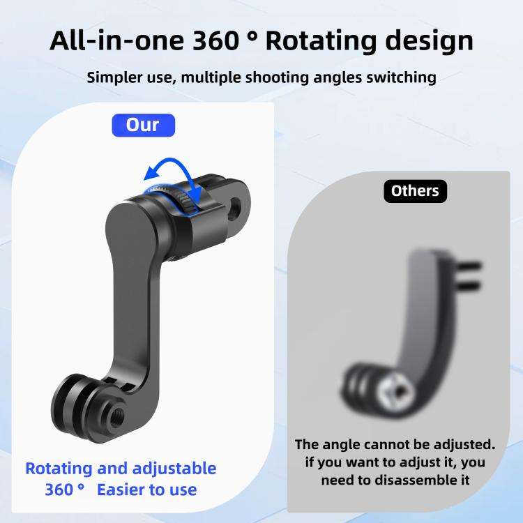 Centre Mounted Vertical Horizontal 360 Rotation Mount Adapter with Long Screw For GoPro Action Ca...