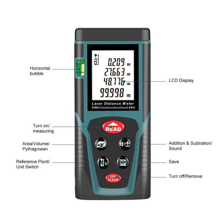 RZG40 40M Laser Distance Meter Handheld Portable Laser Measuring Tool