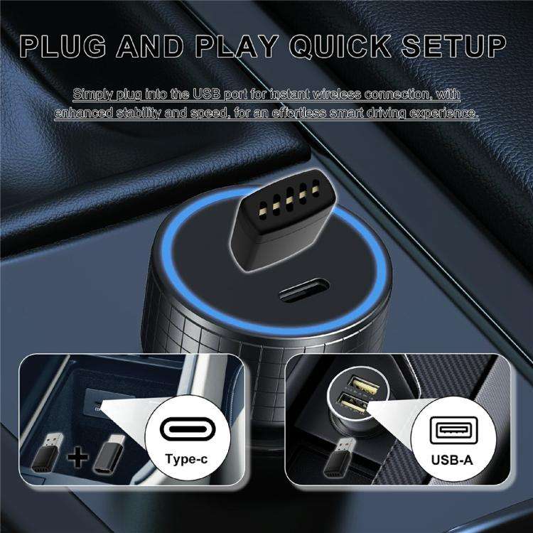 CP022 CarPlay / Android Auto Converter Wired to Wireless Car Dongle Plug Play USB Adapter