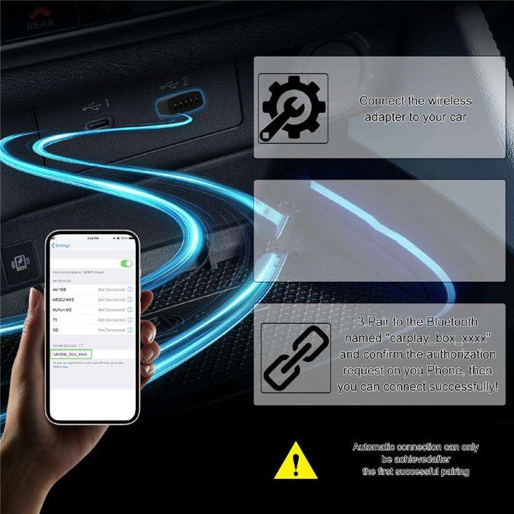 CP022 CarPlay / Android Auto Converter Wired to Wireless Car Dongle Plug Play USB Adapter