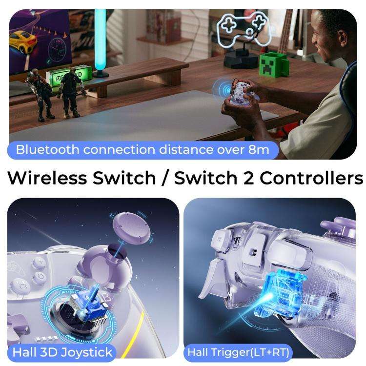 For Switch 2 / PC / ipad / Tesla Model 3/Y/S/X Dual Hall Effect Joystick Game Controllers(Injection)