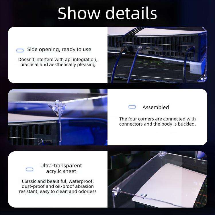For Sony PS5 Pro / PS5 Slim Acrylic Horizontal Mounting Transparent Dust Cover for PS5 Pro / PS5 ...
