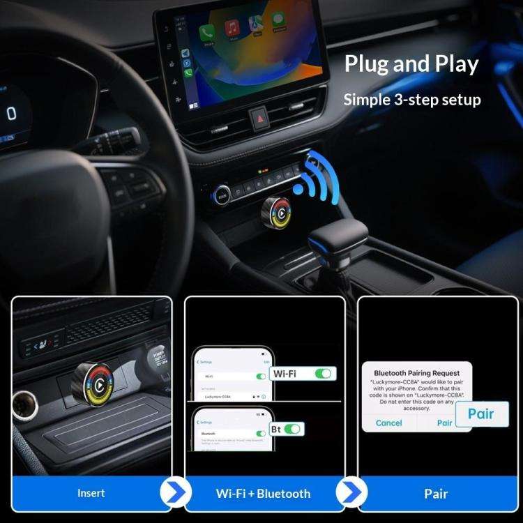 M47 2 in 1 AI Box CarPlay / Android Auto Wired to Wireless Converter Car Wireless Adapter
