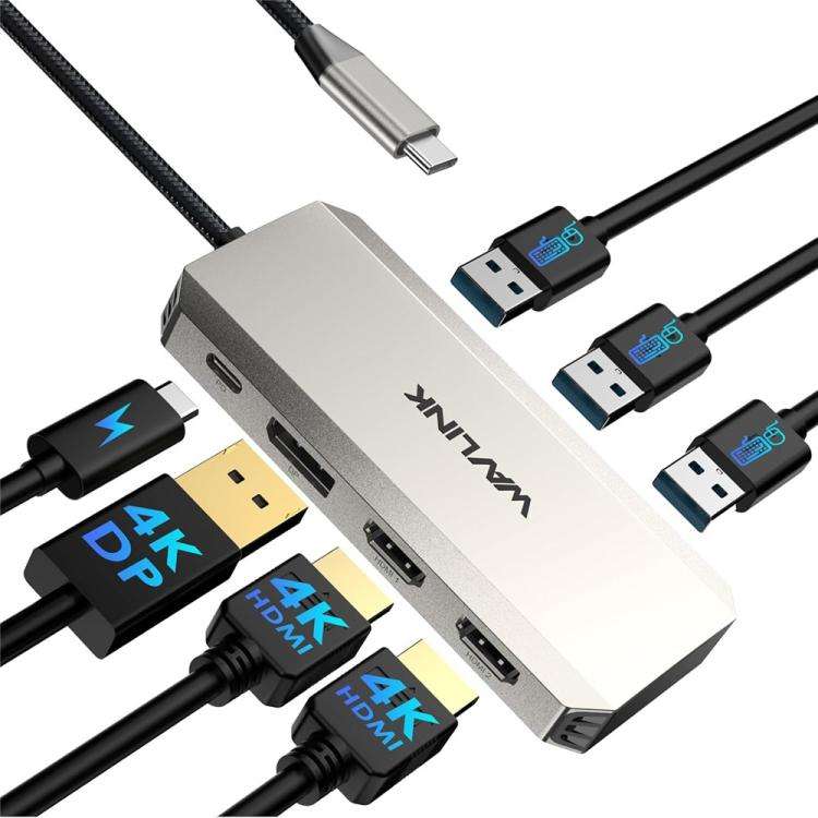 WAVLINK UMD308L Laptops HD / DP / 100W PD Ports Triple 4K Docking Station USB-C Hub Adapter